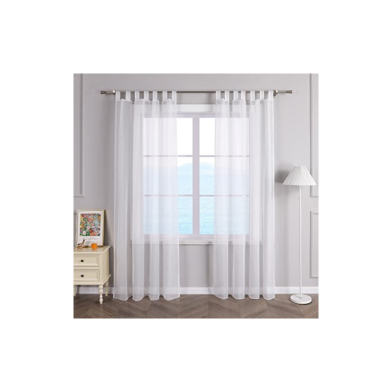 ESLIR Tab-Top Curtains Window Curtain Transparent Voile 1 Piece