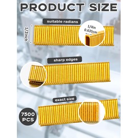 7500 Counts 18 Gauge 1/4 Inch Narrow Crown Staples Gold Staples Galvanized Finish Staples for Pneumatic, Electric Stapler/brad Nailer (1/2 x 1/4 Inch)