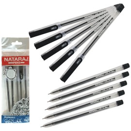 NATARAJ - 10 Gelix Gel BLACK Pens 0.7mm Fine Tip Waterproof Ink Office School