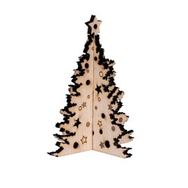 levandeo Christmas Card Birch Wood DIY Merry Christmas Stand Wooden Christmas Tree Wooden Card Greeting Card Table Decoration