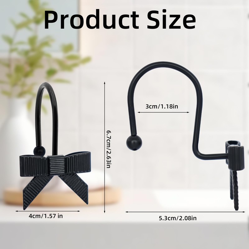Decorative Shower Curtain Hooks, Luxury Bowknot Shower Curtain Rings, Modern