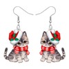 RAIDIN Acrylic Cute Christmas Cat Pets Earrings for Women Girls