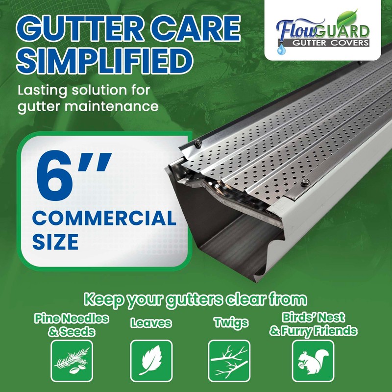 FlowGuard USA Made Professional DIY 6 Inch 50-Year Gutter Cover