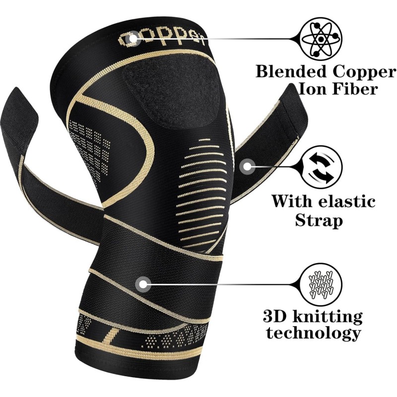 MEIDDANO Copper Knee Braces with Strap for Pain Women and