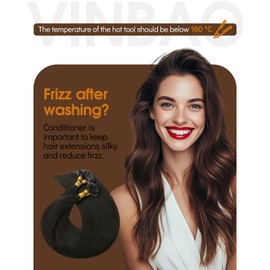 VINBAO U Tip Real Human Hair Extensions Hot Fusion, Natural Black Hair Extensions Straight, Keratin,16inch 40g 50Strands Utip Hair Extensions Natural Human Hair for Women (#UTip1B, 16'')