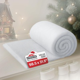 X-Protector Snow Blanket 98.5"x31.5" - Artificial Christmas Village Snow Sheet for Decorating - Large White Fake Snow Roll - Fabric Faux Snow Table Runner Mat for Christmas Decorations!