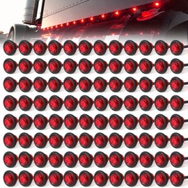 100Pcs 3/4 Inch Red 3 LED Marker lights, LED trailer Marker Light, LED Clearance Bullet Side Marker Light, Turn Signal Identification Indicator Light for Trailer Truck RV Car Bus Van