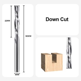 SpeTool Downcut Spiral Cutter 4 mm Shank 22 mm Cutting Length CNC Groove Cutter End Mill Solid Carbide Milling Cutter for Router Spiral Groove Cutter Wood Cutter Router Bit for Cutting Wood