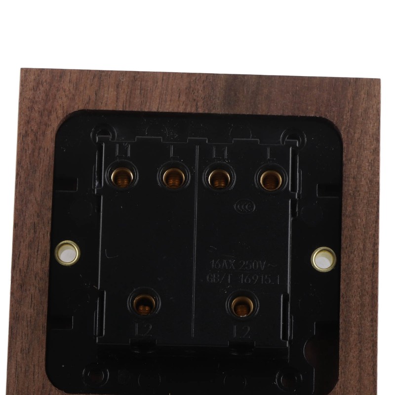 Double Toggle Switch Retro Walnut Wood Wall Mount Panel with