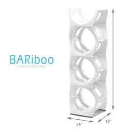 Bariboo Stackable Water Bottle Storage Rack Best Water Jugs 5 Gallon Organizer. Jug Holder for Kitchen, Cabinet and Office Organizing. Reinforced Polypropylene (White, 4 No Shelf)
