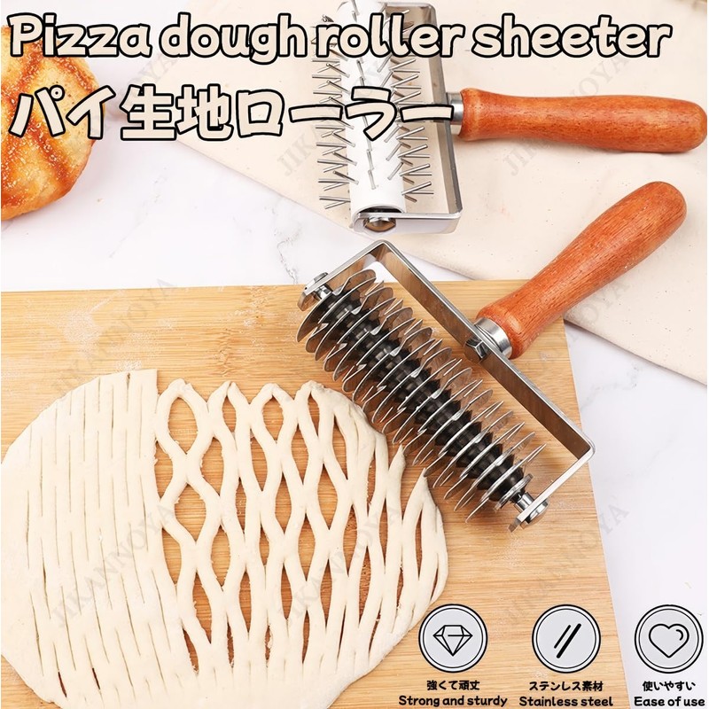 JIKANNOYA Pique Roller, Stainless Steel Pie Dough Roller, Pie Dough