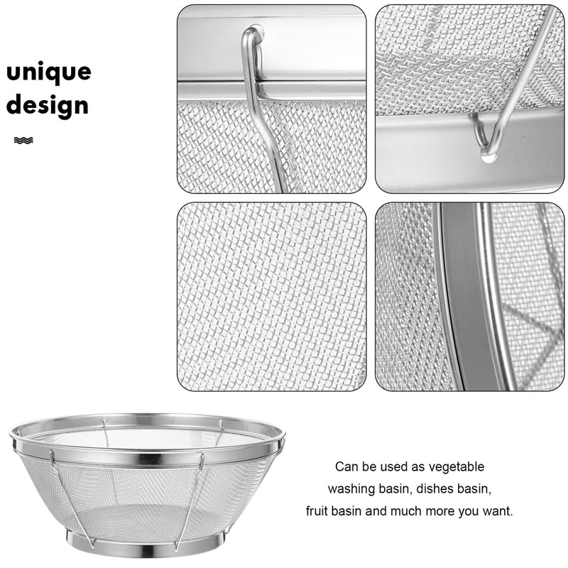 SHOWERORO Stainless Steel Rice Washing Sieve 8.5 Inch Fine Mesh