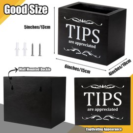 Yamahiko Tip Jars for Money Wooden Tip Collection Box Jar Bucket 6 x 4 x 5 Inch Money Coin Storage Container Donation Suggestion Raffle Cash Box for Restaurants Musicians Bartender Bars Driver