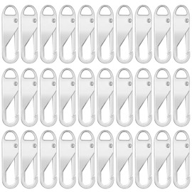 30Pcs Zipper Pull Replacement Metal Zipper Pull Detachable Zipper Pull Tabs Detachable Zipper Repair Kit Zipper Head for Luggage, Clothing, Backpacks, Boots,Purse (Silver)