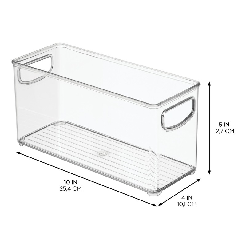 iDesign Stackable Pantry Bins with Handles for Cabinets or Fridge,