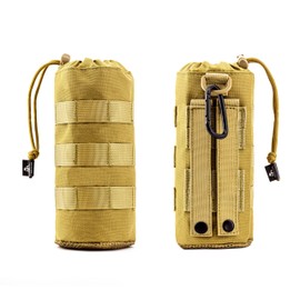 Little Fire Craft Molle Water Bottle Pouch Tactical Water Bottle Holder Military Drawstring Hydration Carrier (Tan)