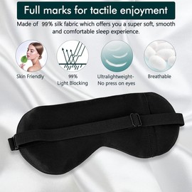 Silk Sleep Mask Light Blocking, LC-dolida Cooling Eye Mask for Sleeping Includes Silk and Gel Eye Masks for Migraine Dry Eye Women Men