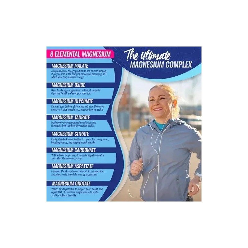 2pcs Magnesium Complex & Essentialmagnesium Fitness Edible Sin Sabor