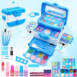 Kids Makeup Sets For Girls - Girls Toys Children Makeup Set Washable Make Up Set for Little Girls,Princess Play Games Kids Toys Presents,Teenage Gifts Christmas Birthday For Age 4-12 Year Old (Blue)