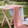 2pcs Long Cheesecloth Table Runner, 35 x 118 Inch Pink
