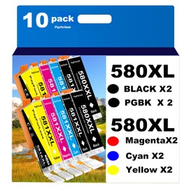 580XXL for Canon TR8550 Printer Cartridges Canon Pixma TS705 Cartridges PGI-580 CLI-581 XXL Cartridges for Canon Pixma TR8550 TS705 TS6350 TS8350 TS8250 TS6150 TS9550 TS6151 TR850 0 (10) pack: