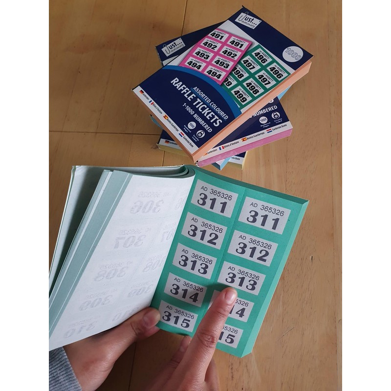 ZEBTON 6 x Raffle Tickets Books 1-1000 Cloakroom Tickets Lucky