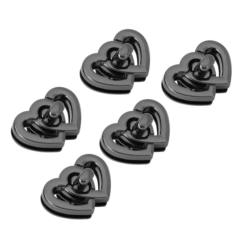 Purse Twist Lock Alloy Double Love Heart Decorative Shinny Handbag