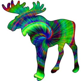 WickedGoodz Tie Dye Bull Moose Vinyl Decal - Nature Bumper Sticker - Maine Funky Moose Sticker