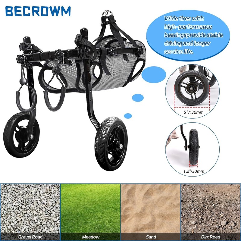 BECROWM Small Dog Wheelchair for Back Legs, Light Weight Dog&Cat&Pets