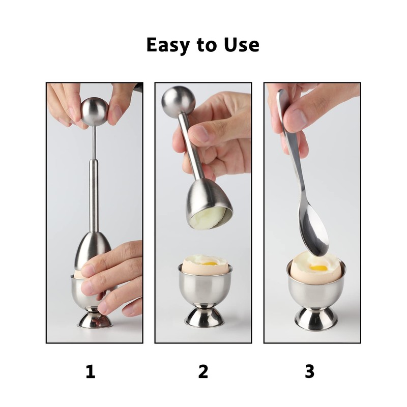 Egg Cups for Soft Boiled Eggs Holder - Egg Cracker
