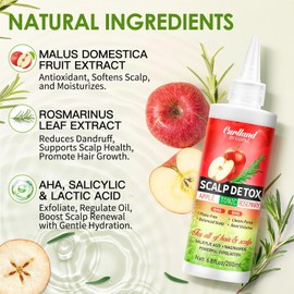 Curlland Tónico Exfoliante De Romero Y Manzana Para El Cuero Cabelludo - Suero Desintoxicante Para El Cuero Cabelludo. Tratamiento De Limpieza Profunda Y Aclarante Para Cuero Cabelludo Seco Y