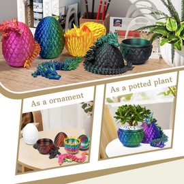 Niville 5PCS 3D Printed Dragon Eggs with Dragon Inside, 2 Style Mini Mystery Dragon Egg Articulated Crystal Dragon Toy, Easter Eggs - Unique Gift Idea for Children & Fantasy Lovers (Multicolor6-5PCS)