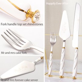 Juego de corte de pasteles para bodas, cuchillos y servidores, 4 piezas para regalos de señor y señora, para bodas, despedidas de soltera, regalos de compromiso
