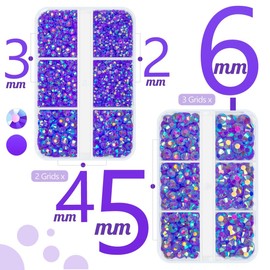qiipii 3060PCS Dark Purple AB Resin Rhinestones for Crafts Deep Purple Flatback Jelly Resin Rhinestone 2mm 3mm 4mm 5mm 6mm 5 Sizes Non-Hotfix Gems Stones Diamonds for Tumblers Mugs Bottles DIY Crafts