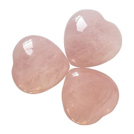 Manekieko 3 Pcs Natural Rose Quartz Pocket Palm Thumb Healing Crystal Heart Love Worry Stones,25mm Reiki Balancing Crystal and Healing Stones