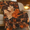 Maple Leaf Blanket Fall Autumn Throw Blanket Thanksgiving Orange Flannel