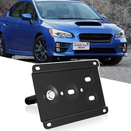 Front Bumper Tow Hook License Plate Mount Bracket Holder No Drill Relocator Hole Adapter Compatible with 2008-2014 Subaru WRX and WRX Sti