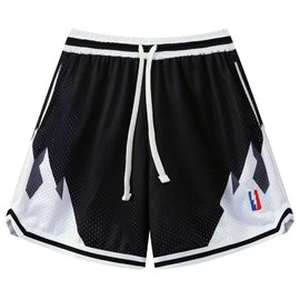 DIOTSR Mens Basketball Shorts, Athletic Graphic Shorts, Mesh Running Streetwear Shorts (Mountains-Black,Small)