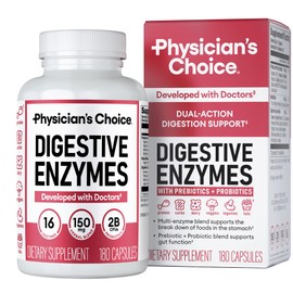 Physician's CHOICE Digestive Enzymes for Bloating & Digestion - 16 Enzymes with Organic Prebiotics & Probiotics for Gut & Digestive Health - Meal Time Discomfort Relief - Dual Action Support - 180 CT