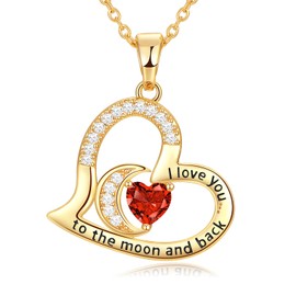 Qlaway Heart Pendant Jewelry for Mom Birthday Gifts for Her Anniversary Necklace for Wife(Gold-07)