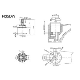 Kolidaer 35mm Faucet Cartridge Replacement, 35mm Diameter, for Single Handle Kitchen/Basin/Shower Faucets, Ceramic Valve, N35DW, CUPC Certified