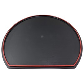 Obon Half Moon Double Sided Bon Shubuchi Black / Black Brush Scale 2 Inch (36.5 x 31.7 x 2 cm) ABS Resin (7-74-3) for Ryotei Ryokan Japanese Tableware Restaurant Commercial Use