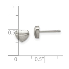 7mm Titanium Brushed Love Heart Post Earrings 6x7mm Wide Stud Earring for Women