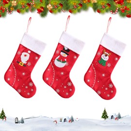 1/2/3 Pieces Christmas Stocking Christmas Hanging Bags Christmas Tree Santa Reindeer Snowman Elf Stockings Set 3D Christmas Stockings Candy Pouch Ornaments for Christmas Tree Fireplace Windows (3, G)