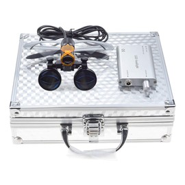 EAST Brand 5W LED Headlight Lamp Plastic Clip On Type Filter with 2.5X420MM Working Distance Surgical Binocular Loupes Magnifier Aluminum Box (Silver)