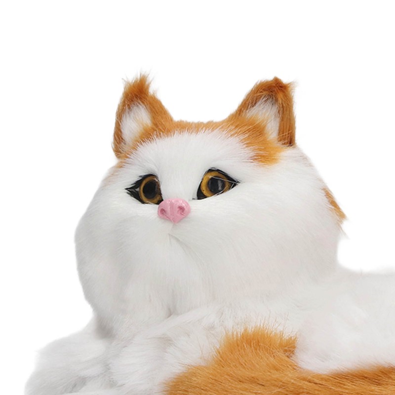 Simulation Furry Cat Figurine Home Cute Funny Synthetic Fur Cat