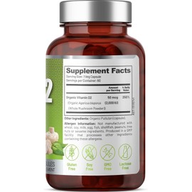 EAT INTACT Organic Vegan Whole Food Vitamin D2 (2 Pack), 2000 IU (50 mcg), Two Ingredients (Organic Whole Mushroom Organic Vegan Capsule), Non-GMO, 120 Days Supply