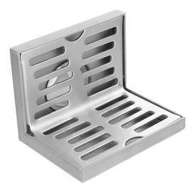 Angoily Wall Side Floor Drain Stainless Steel Shower Drain Balcony Wall Corner Floor Drain L- Shaped Horizontal Drainage Same- Layer Waste Filter for Bathroom Accessories Silver