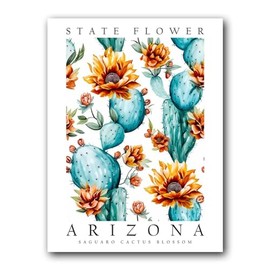 Saguaro Cactus Blossom, Arizona State Flower, Poster Print, Wall Décor (18 x 24 Inches)