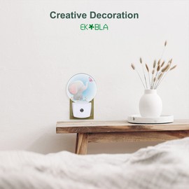 EKOBLA Watercolor Elephant Night Light Cute Little Elephant Play Butterfly Night Lights Plug into Wall with Dusk to Dawn Sensor Round LED Lamp for Girls Boys Nursery